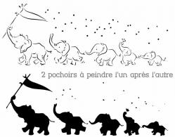 Fr37102 frise elephants mignons pochoir enfants mon artisane